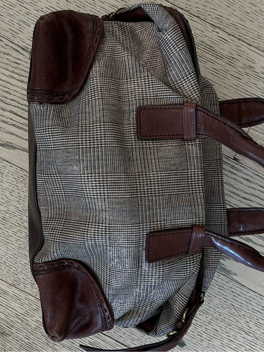 Cole Haan  Brown Plaid Canvas and Leather Toiletry Dopp - Picture 6 of 6